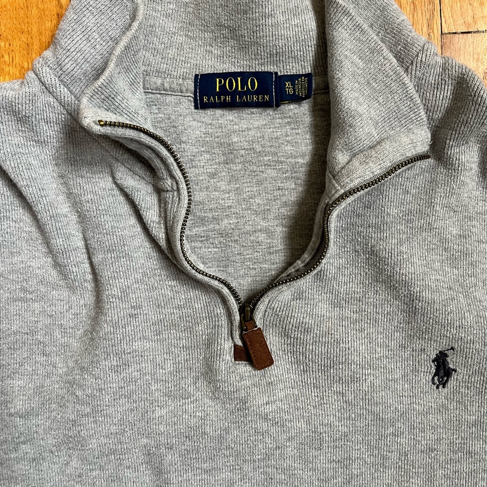 Polo by Ralph Lauren Gray Men's Sweater 1/4 zip long sleeve cotton knit pullover